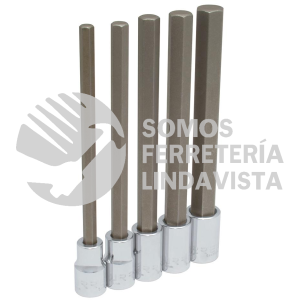 5441M5L JUEGO DE DADOS CON PUNTA HEXAGONAL EXTRA LARGA CUADRO DE 1/2", METRICOS, 5 PIEZAS URREA