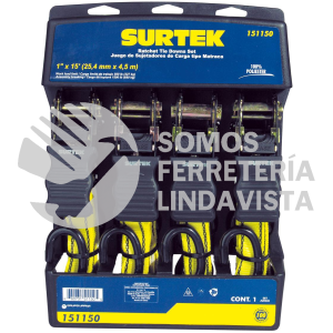 151150 JUEGO DE SUJETADORES TIPO MATRACA, 4 PIEZAS SURTEK