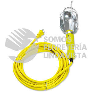 136096 LAMPARA DE TALLER CON CANASTILLA METALICA, COLOR AMARILLO 8 M SURTEK