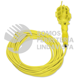 136095 LAMPARA DE TALLER CON CANASTILLA PLASTICA, COLOR AMARILLO 15 M SURTEK