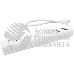 136204 MULTICONTACTO DE BARRA 6 ENTRADAS 2 USB CABLE 50 CM SURTEK