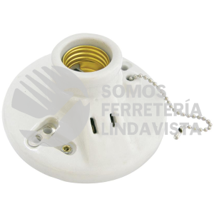 136667 PORTALAMPARA DOBLE REDONDA DE PORCELANA CON CADENA PARA TECHO 4.5" SURTEK