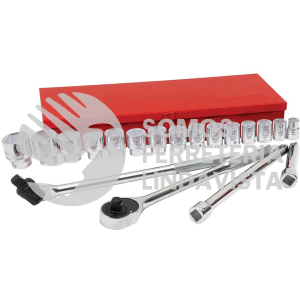 55200H JUEGO DE DADOS Y ACCESORIOS CUADRO DE 3/4" METRICO, 20 PIEZAS URREA