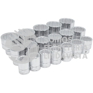 55109 JUEGO DE DADOS CUADRO DE 3/4", 12 PUNTAS, EN PULGADAS, 18 PIEZAS URREA