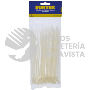 114200 CINCHOS PLASTICOS 100 X 2.5 MM, TENSION 8 KG DE 100 PIEZAS, COLOR NATURAL SURTEK