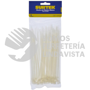 114202 CINCHOS PLASTICOS 165 X 2.5 MM, TENSION 8 KG DE 100 PIEZAS, COLOR NATURAL SURTEK