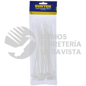 114208 CINCHOS PLASTICOS 203 X 3.6 MM, TENSION 18 KG BOLSA DE 50 PIEZAS COLOR NATURAL SURTEK