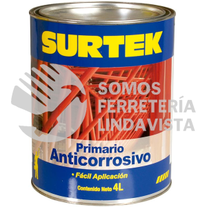 SP50356 ESMALTE ANTICORROSIVO PARA METAL 4 LT COLOR ROJO OXIDO SURTEK