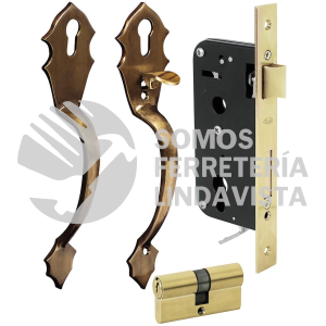 L119QLA CONJUNTO CLASSIC FUNCION DOBLE, LATON ANTIGUO, LLAVE DE PUNTOS LOCK