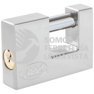 L22C80ECSB CANDADO DE ACERO PARA CORTINA 80 MM, CROMO SATINADO, LLAVE ESTANDAR LOCK