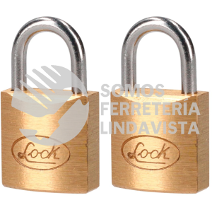 L20S20EB JUEGO DE 2 CANDADOS DE LATON CORTOS 20 MM, LLAVE ESTANDAR LOCK