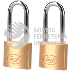 L20L25EB JUEGO DE 2 CANDADOS DE LATON LARGOS 25 MM, LLAVE ESTANDAR LOCK