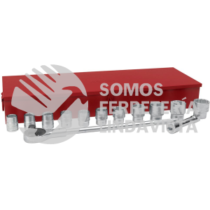 57100 JUEGO DE DADOS Y ACCESORIOS CUADRO DE 1" EN PULGADAS, 14 PIEZAS URREA