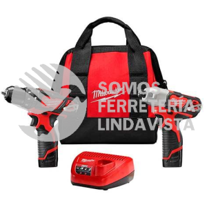2497-22 JUEGO COMBINADO DE 2 HTAS TALADRO DE PERCUSION 3/8" M12 Y ATORNILLADOR DE IMPACTO HEX MILWAUKEE