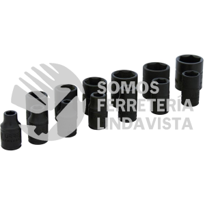 69206 JUEGO DE DADOS DE IMPACTO CUADRO DE 1/4", METRICOS, 6 PUNTAS, 13 PIEZAS URREA