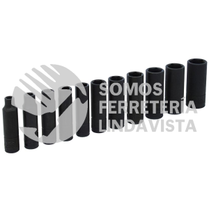 69212 JUEGO DE 11 DADOS LARGOS DE IMPACTO CUADRO DE 1/4", 6 PUNTAS, METRICOS URREA