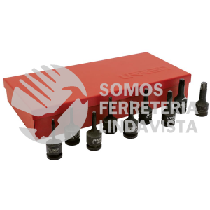 72900W JUEGO DE 9 DADOS DE IMPACTO CON PUNTA TORX CUADRO DE 3/8" URREA