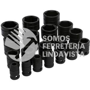 74106 JUEGO DE DADOS DE IMPACTO CUADRO DE 1/2", 6 PUNTAS, EN PULGADAS, 19 PIEZAS URREA