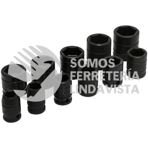 74102 JUEGO DE DADOS DE IMPACTO CUADRO DE 1/2", 6 PUNTAS, EN PULGADAS, 11 PIEZAS URREA