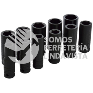 73112 JUEGO DE DADOS LARGOS DE IMPACTO CUADRO DE 1/2", 6 PUNTAS, EN PULGADAS, 11 PIEZAS URREA