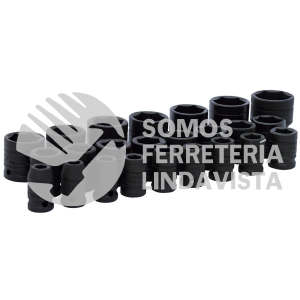 74206 JUEGO DE DADOS DE IMPACTO CUADRO DE 1/2", 6 PUNTAS, METRICOS, 24 PIEZAS URREA