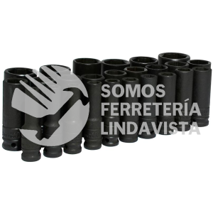 74216 JUEGO DE DADOS LARGOS DE IMPACTO CUADRO DE 1/2", 6 PUNTAS, METRICOS, 25 PIEZAS URREA