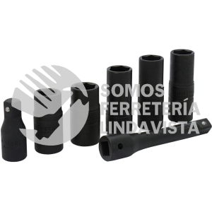7400DE JUEGO DE 7 DADOS DE IMPACTO DOBLE BOCA CUADRO DE 1/2" COMBINADOS, 6 PUNTAS URREA