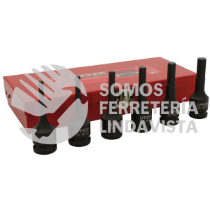 74150 JUEGO DE DADOS DE IMPACTO CON PUNTA HEXAGONAL EN PULGADAS CUADRO 1/2", 6 PIEZAS URREA