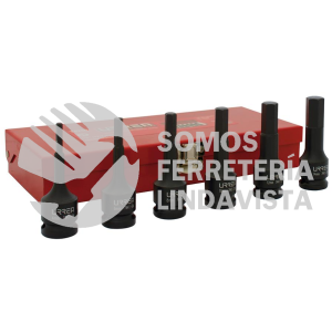 74250 JUEGO DE DADOS DE IMPACTO CON PUNTA HEXAGONAL METRICOS CUADRO DE 1/2", 6 PIEZAS URREA