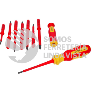 9300V JUEGO DE DESTORNILLADORES CON MANGO BIMATERIAL Y PUNTAS INTERCAMBIABLES 1000 V, 10 PIEZAS URREA
