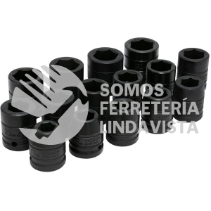 750015 JUEGO DE DADOS DE IMPACTO CUADRO DE 3/4", 6 PUNTAS, METRICOS, 15 PIEZAS URREA