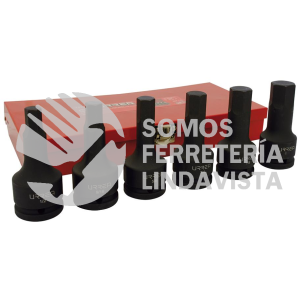 75150 JUEGO DE DADOS DE IMPACTO CON PUNTA HEXAGONAL CUADRO DE 3/4", EN PULGADAS, 6 PIEZAS URREA