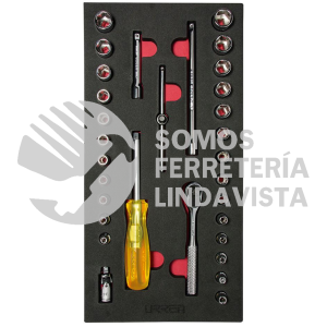 CH101 JUEGO DE DADOS CORTOS Y ACCESORIOS CUADRO DE 1/4" COMBINADOS, 31 PIEZAS URREA