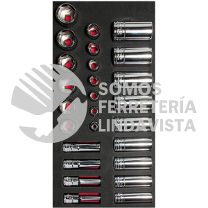 CH106 JUEGO DE DADOS CORTOS Y LARGOS CUADRO DE 3/8" EN PULGADAS, 26 PIEZAS URREA