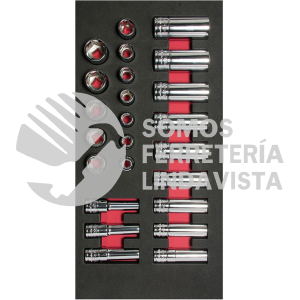 CH107 JUEGO DE DADOS CORTOS Y LARGOS CUADRO DE 3/8" METRICOS, 24 PIEZAS URREA