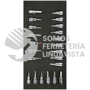 CH108 JUEGO DE DADOS CUADRO DE 3/8" VARIAS PUNTAS, 22 PIEZAS URREA