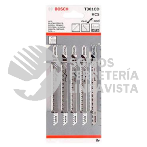 T301CDF SEGUETA BIMETALICA PARA SIERRA CALADORA CON 5 PIEZAS BOSCH