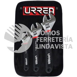795G JUEGO DE LLAVES AJUSTABLES CROMADAS CON MANGO RUBBER GRIP 3 PIEZAS MOD 712G 710G 708G URREA