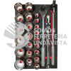 CH301 JUEGO DE DADOS CORTOS Y ACCESORIOS CUADRO 3/4" EN PULGADAS, 27 PIEZAS URREA