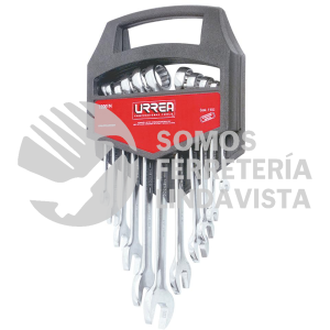 1200IM JUEGO DE 11 LLAVES COMBINADAS PULIDO ESPEJO METRICAS, 12 PUNTAS EN RACK URREA