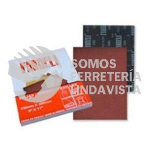 00092 HOJA DE LIJA ESMERIL PARA METAL Y MADERA OXIDO DE ALUMINIO ROJA GRANO 60 9"X11" X-86 FANDELI