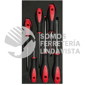 CH115 JUEGO DE DESTORNILLADORES MANGO BIMATERIAL VARIAS PUNTAS BANDEJA EVA, 6 PIEZAS URREA