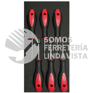 CH118 JUEGO DE DESTORNILLADORES MANGO BIMATERIAL DE CAJA EN PULGADAS BANDEJA EVA, 6 PIEZAS URREA