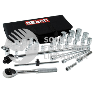 5452PT JUEGO DE DADOS Y ACCESORIOS CUADRO DE 3/8" Y 1/2" EN PULGADAS, 35 PIEZAS URREA