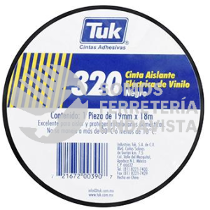 345008 CINTA AISLANTE ELECTRICA DE VINILO NEGRA 19X18M TIPO 320NE TUK