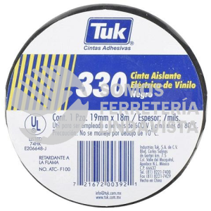 345320 CINTA AISLANTE ELECTRICA DE VINILO NEGRA 19MMX18M TIPO 330NE TUK