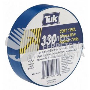 345304 CINTA AISLANTE ELECRTRICA DE VINILO AZUL 19MMX18M TIPO 330 TUK