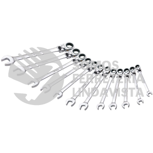 12MF12M JUEGO DE 12 LLAVES COMBINADAS PULIDO ESPEJO FLEXIBLES DE MATRACA SPLINE METRICAS URREA