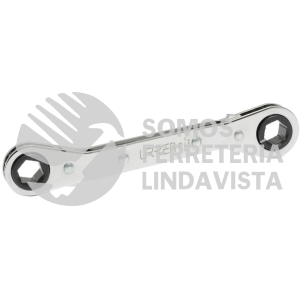 1181M LLAVE DE ESTRIAS PULIDO ESPEJO ACODADA DE MATRACA METRICA, 6 PUNTAS, 7 X 8 MM URREA