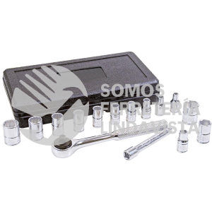 4700P JUEGO DE DADOS Y ACCESORIOS CUADRO DE 1/4" COMBINADO, 15 PIEZAS URREA